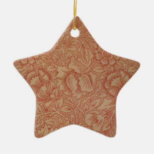 William Morris Pink Poppy Flower Floral Ceramic Ornament