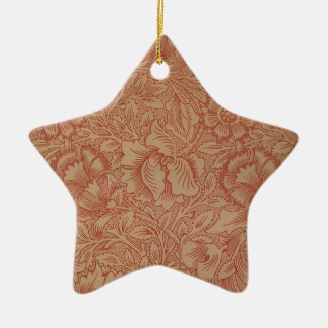 William Morris Pink Poppy Flower Floral Ceramic Ornament (Front)