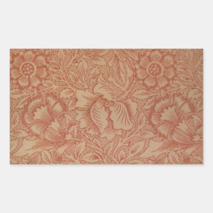 William Morris Pink Poppy Flower Floral Rectangular Sticker