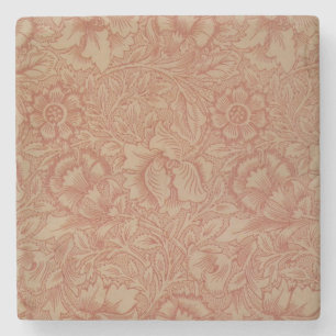 William Morris Pink Poppy Flower Floral Stone Coaster