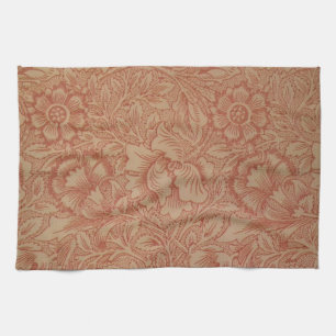 William Morris Pink Poppy Flower Floral Tea Towel