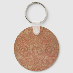 William Morris Pink Poppy Flower Pattern Key Ring