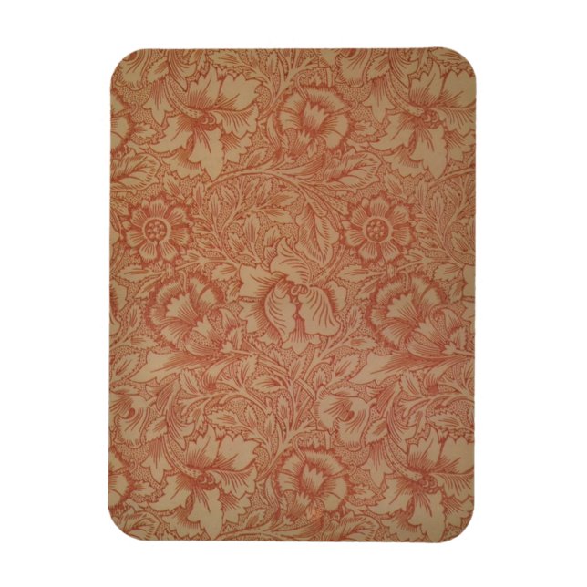 William Morris Pink Poppy Flower Pattern Magnet (Vertical)