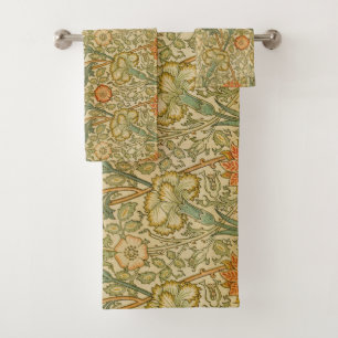 William Morris Pink Rose Border Floral Art Bath Towel Set
