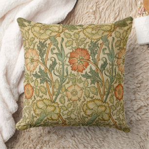 William Morris Pink Rose Border Floral Art Cushion