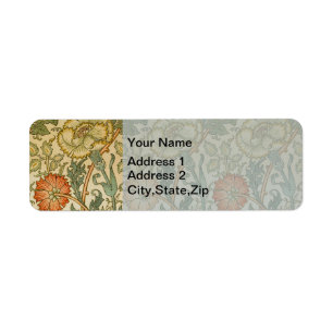 William Morris Pink Rose Border Floral Art Return Address Label