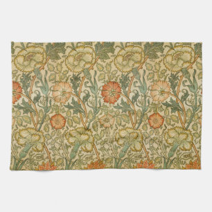William Morris Pink Rose Border Floral Art Tea Towel