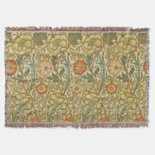 William Morris Pink Rose Border Floral Art Throw Blanket