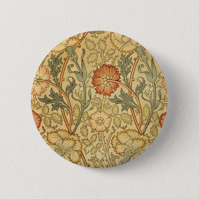 William Morris Pink Rose Flower Wallpaper Pattern 6 Cm Round Badge (Front)