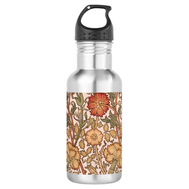 William Morris Pink Rose Flower Wallpaper Pattern 710 Ml Water Bottle (Front)
