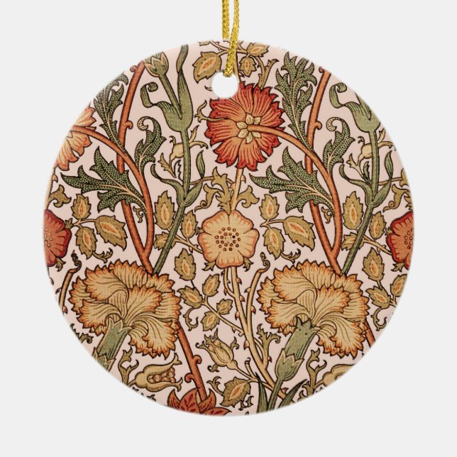 William Morris Pink Rose Flower Wallpaper Pattern Ceramic Tree Decoration (Front)