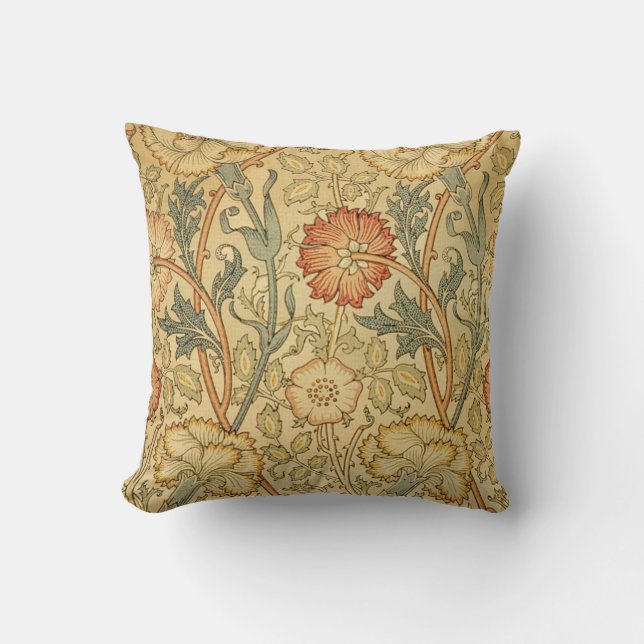 William Morris Pink Rose Flower Wallpaper Pattern Cushion (Front)