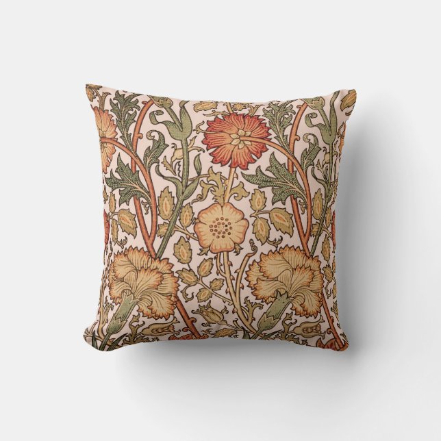 William Morris Pink Rose Flower Wallpaper Pattern Cushion (Front)