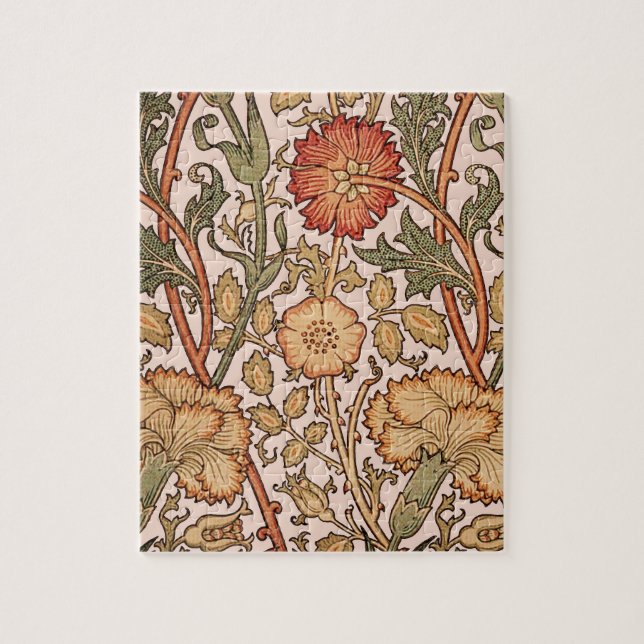 William Morris Pink Rose Flower Wallpaper Pattern Jigsaw Puzzle (Vertical)
