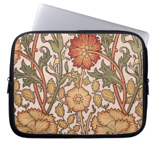 William Morris Pink Rose Flower Wallpaper Pattern Laptop Sleeve