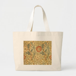 William Morris Pink Rose Flower Wallpaper Pattern Large Tote Bag
