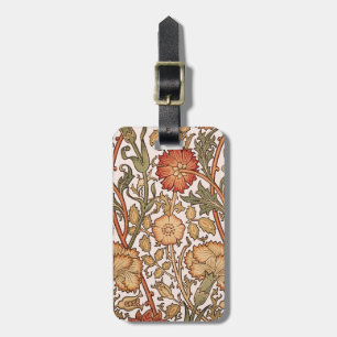 William Morris Pink Rose Flower Wallpaper Pattern Luggage Tag
