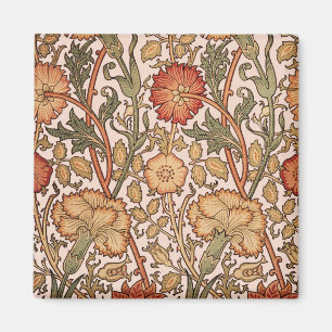 William Morris Pink Rose Flower Wallpaper Pattern Magnet