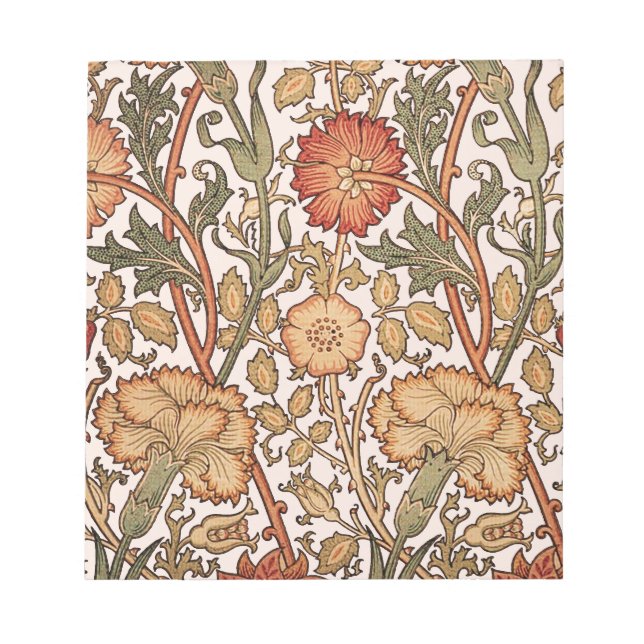 William Morris Pink Rose Flower Wallpaper Pattern Notepad (Front)