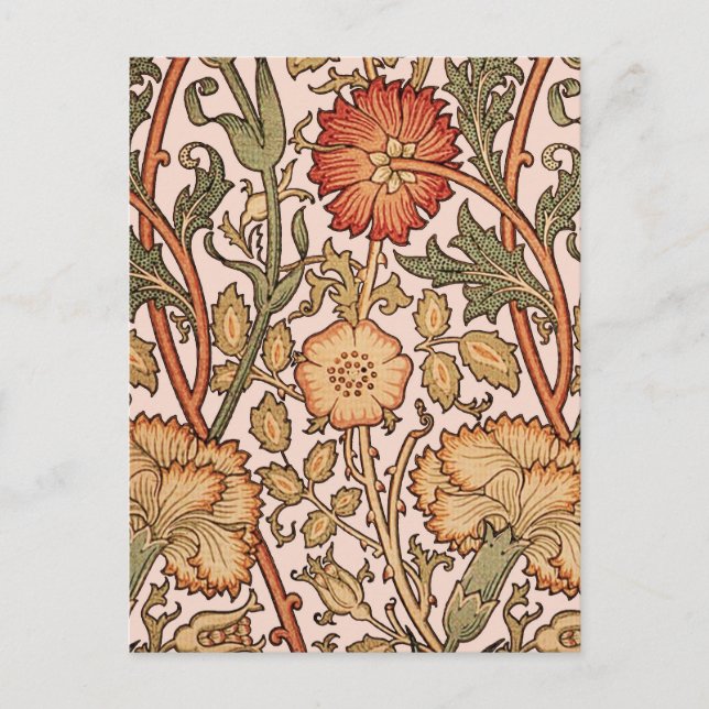 William Morris Pink Rose Flower Wallpaper Pattern Postcard (Front)
