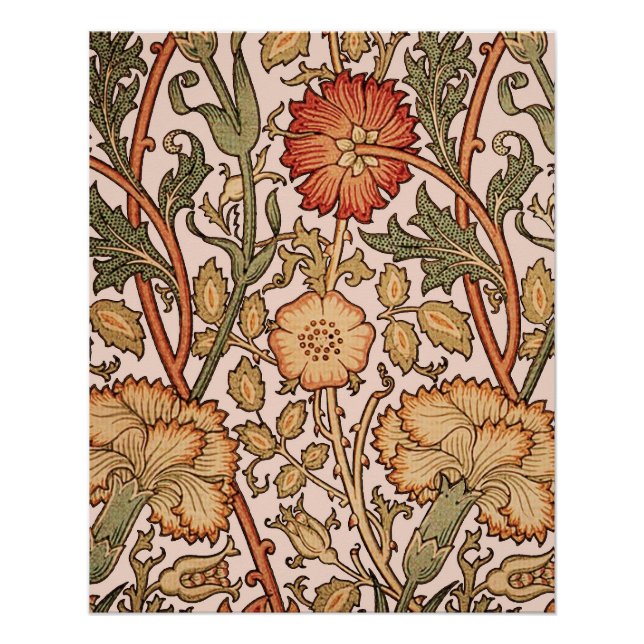 William Morris Pink Rose Flower Wallpaper Pattern Poster (Front)