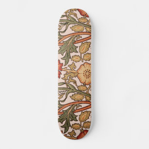 William Morris Pink Rose Flower Wallpaper Pattern Skateboard