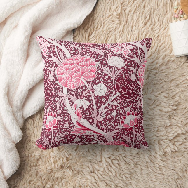 William Morris Pink Rose Gold Floral Pattern Cushion (Blanket)