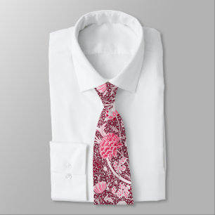 William Morris Pink Rose Gold Floral Pattern Tie