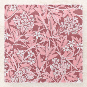 William Morris Pink Tint Vintage Floral Glass Coaster