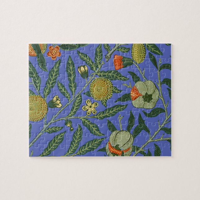 William Morris Pomegranate Blue Colorful Wallpaper Jigsaw Puzzle (Horizontal)