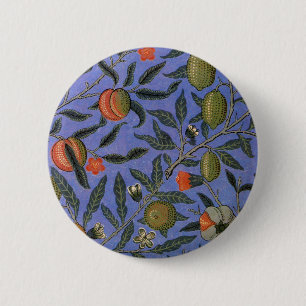 William Morris Pomegranate Blue Colourful Wallpape 6 Cm Round Badge