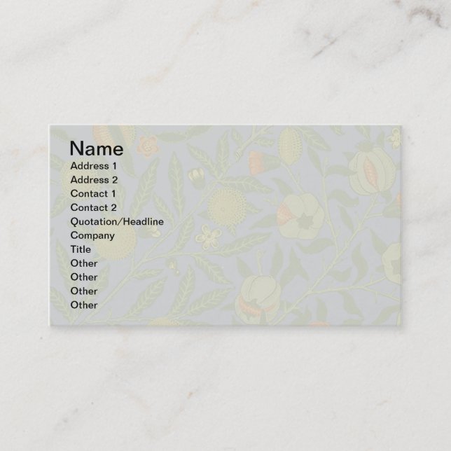 William Morris Pomegranate Blue Colourful Wallpape Business Card (Front)