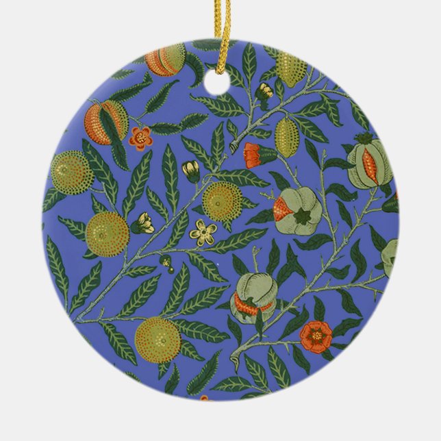 William Morris Pomegranate Blue Colourful Wallpape Ceramic Ornament (Front)