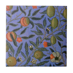 William Morris Pomegranate Blue Colourful Wallpape Ceramic Tile
