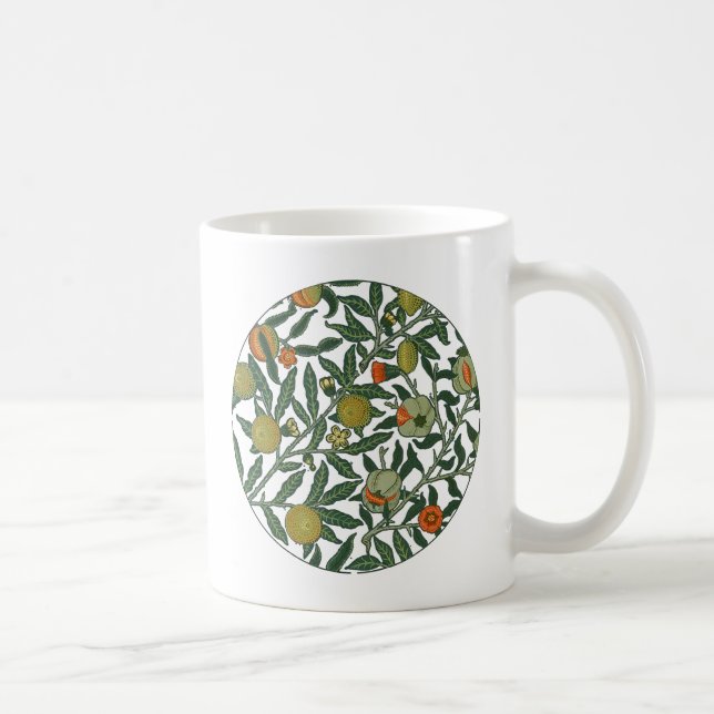 William Morris Pomegranate Blue Colourful Wallpape Coffee Mug (Right)