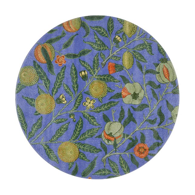 William Morris Pomegranate Blue Colourful Wallpape Cutting Board (Front)