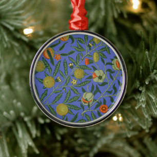 William Morris Pomegranate Blue Colourful Wallpape Metal Ornament
