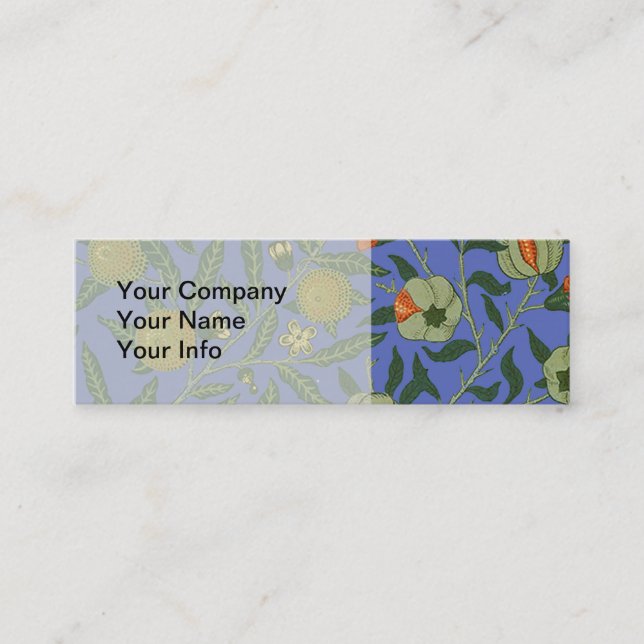 William Morris Pomegranate Blue Colourful Wallpape Mini Business Card (Front)