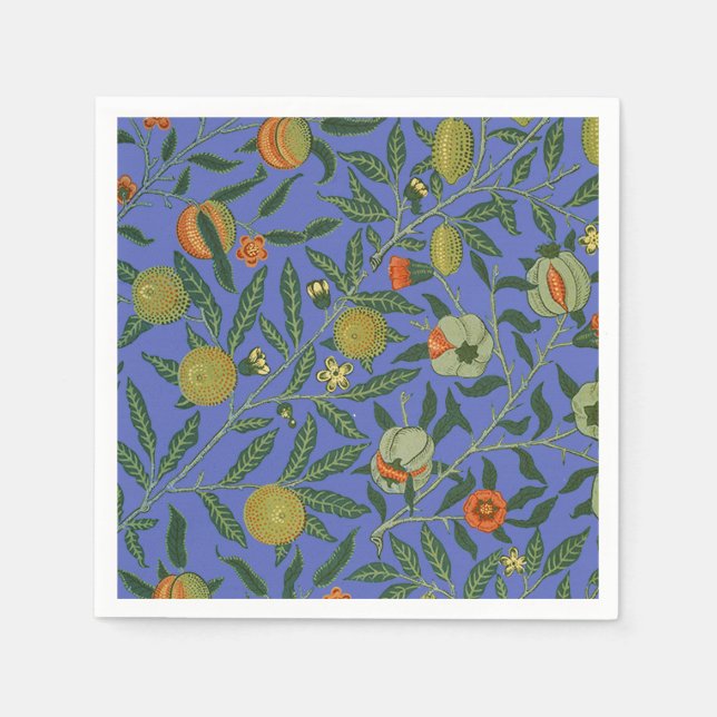 William Morris Pomegranate Blue Colourful Wallpape Napkin (Front)