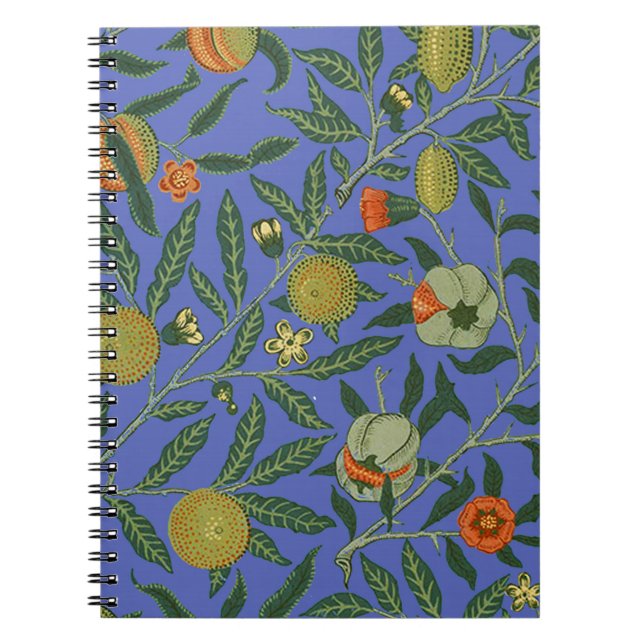 William Morris Pomegranate Blue Colourful Wallpape Notebook (Front)