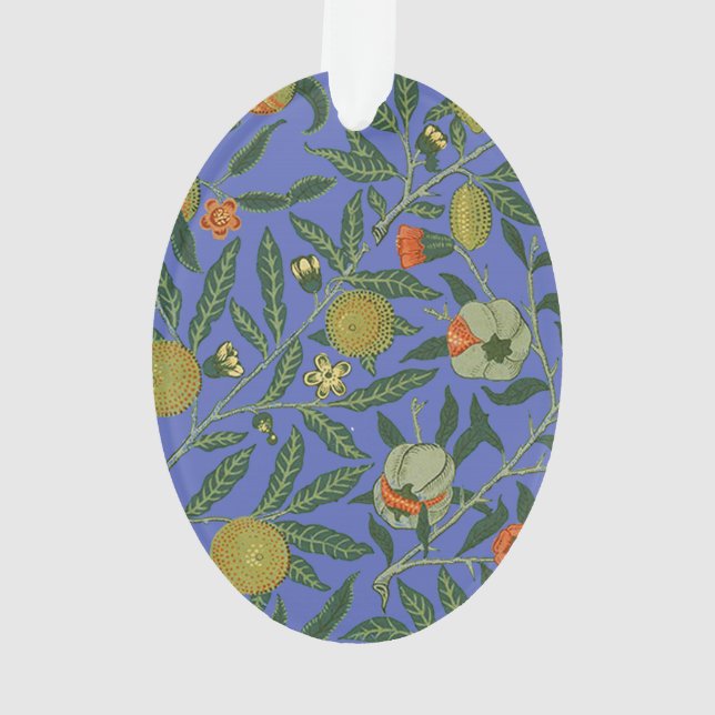 William Morris Pomegranate Blue Colourful Wallpape Ornament (Back)