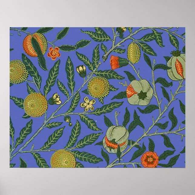 William Morris Pomegranate Blue Colourful Wallpape Poster (Front)