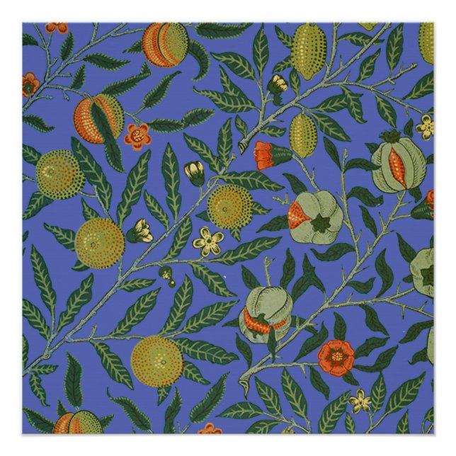 William Morris Pomegranate Blue Colourful Wallpape Poster (Front)