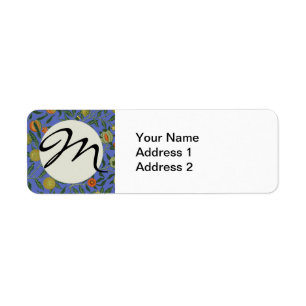 William Morris Pomegranate Blue Colourful Wallpape Return Address Label