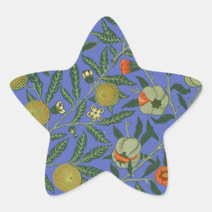 William Morris Pomegranate Blue Colourful Wallpape Star Sticker