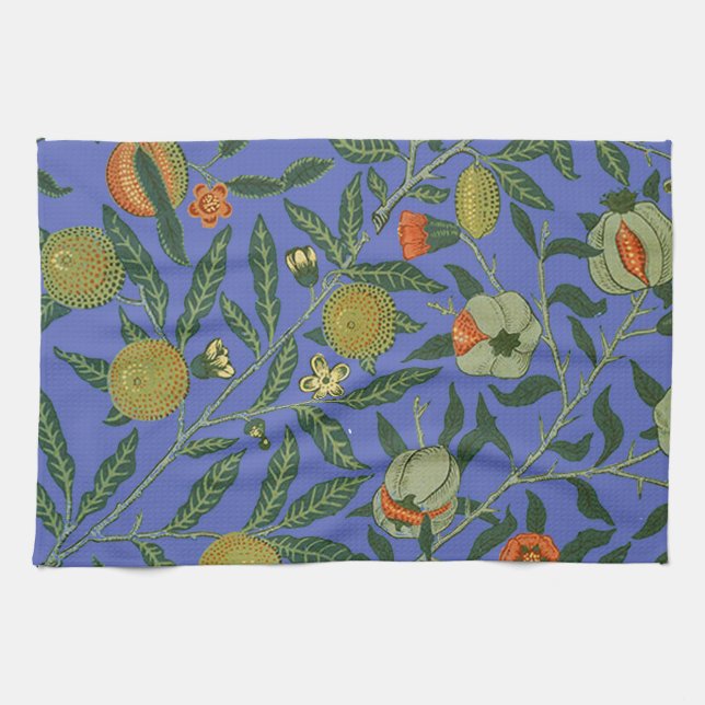 William Morris Pomegranate Blue Colourful Wallpape Tea Towel (Horizontal)