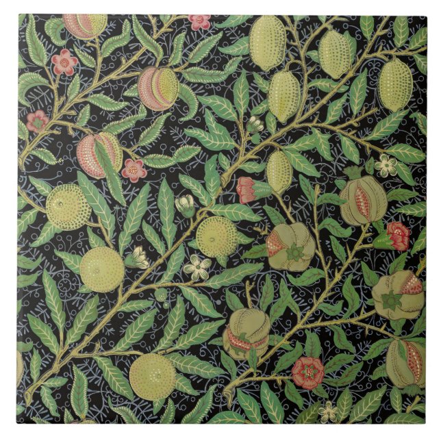 William Morris Pomegranate Classic Fruit Ceramic Tile (Front)