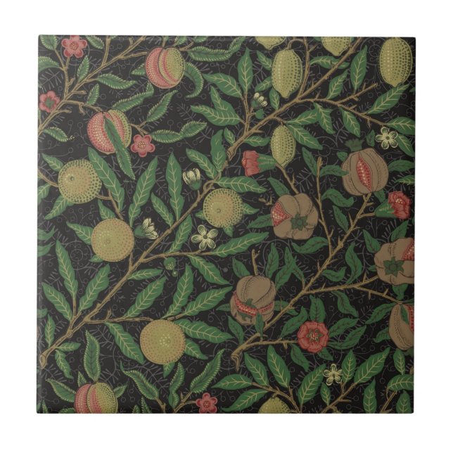 William Morris Pomegranate Classic Fruit Ceramic Tile (Front)