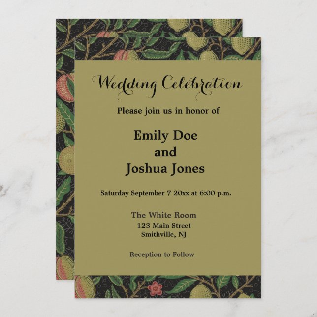 William Morris Pomegranate Classic Fruit Invitation (Front/Back)