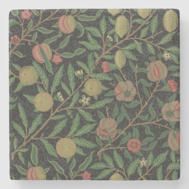 William Morris Pomegranate Classic Fruit Stone Coaster (Front)